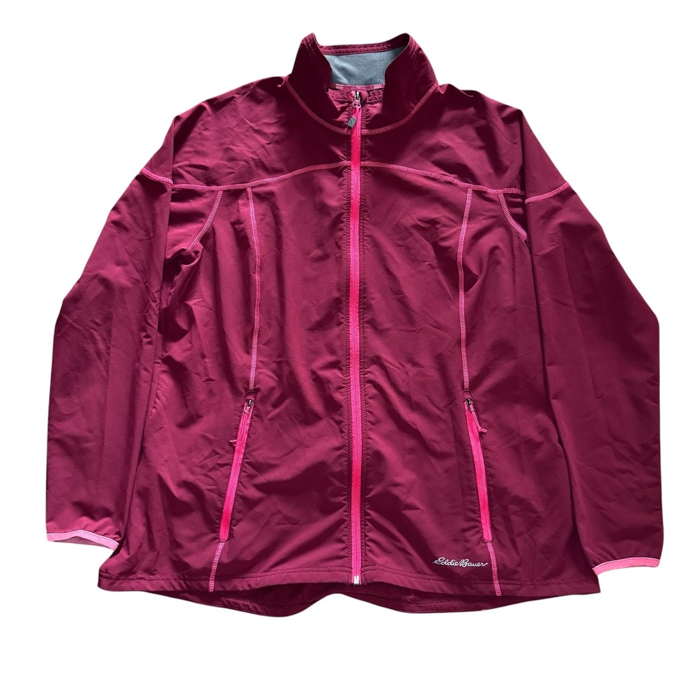 Eddie Bauer Womens XL Full Zip Performance Jacket Berry Pink Reflective Active